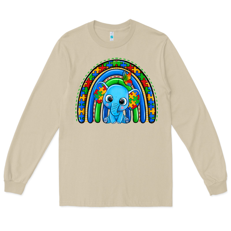 Autism Elephant Rainbow Long Sleeve Tee by Zillion Design Studio | Teevron
