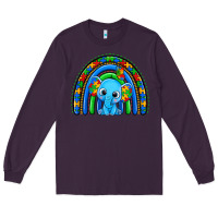 Plum autism elephant rainbow Long Sleeve Tee - Zillion Design Studio