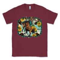 Burgundy western rodeo horse cowhide sunflowers Classic Tee - BarkalooDesign