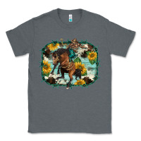 Charcoal Heather western rodeo horse cowhide sunflowers Classic Tee - BarkalooDesign