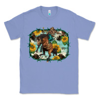 Colony Blue western rodeo horse cowhide sunflowers Classic Tee - BarkalooDesign