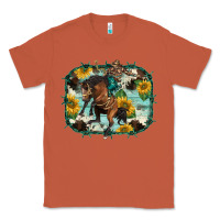 Copper western rodeo horse cowhide sunflowers Classic Tee - BarkalooDesign
