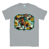 Heather Grey western rodeo horse cowhide sunflowers Classic Tee - BarkalooDesign
