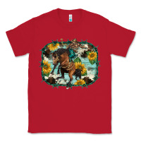 Red western rodeo horse cowhide sunflowers Classic Tee - BarkalooDesign