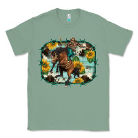 Sage western rodeo horse cowhide sunflowers Classic Tee - BarkalooDesign