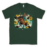 Sports Green western rodeo horse cowhide sunflowers Classic Tee - BarkalooDesign