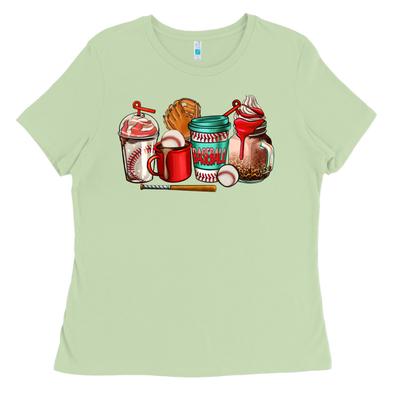 Baseball Coffee Cup Ladies Tee by AdoDesignShop | Teevron