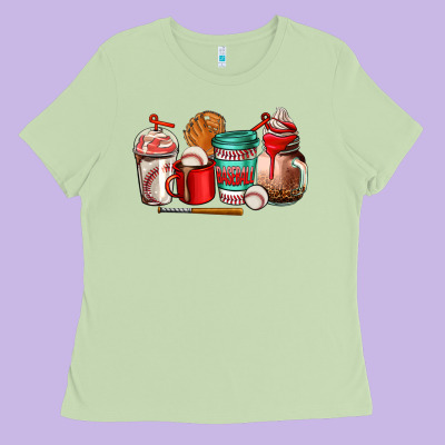 Baseball Coffee Cup Ladies Tee Designed By Adodesignshop