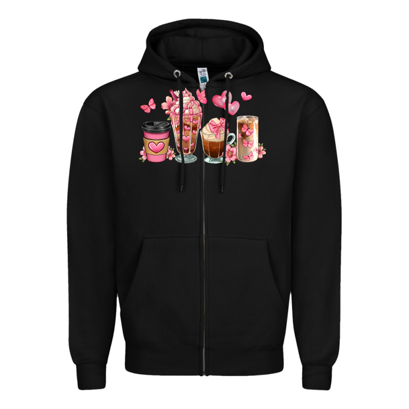 Floral Coffee Cups Zipper Hoodie by JahusDesignShop | Teevron