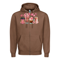 Chestnut floral coffee cups Zipper Hoodie - JahusDesignShop