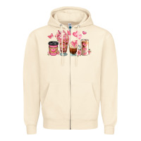 Sandshell floral coffee cups Zipper Hoodie - JahusDesignShop