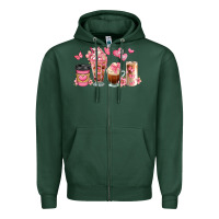 Sports Green floral coffee cups Zipper Hoodie - JahusDesignShop