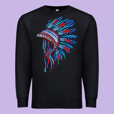 Indian Headdress With American Flag Premium Sweatshirt Designed By Barkaloodesign