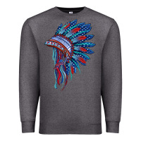 Charcoal Heather indian headdress with american flag Premium Sweatshirt - BarkalooDesign