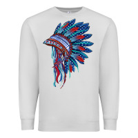 Dove Grey indian headdress with american flag Premium Sweatshirt - BarkalooDesign
