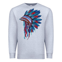 Heather Grey indian headdress with american flag Premium Sweatshirt - BarkalooDesign