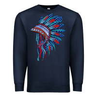 Navy indian headdress with american flag Premium Sweatshirt - BarkalooDesign