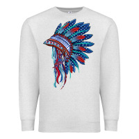Oatmeal Heather indian headdress with american flag Premium Sweatshirt - BarkalooDesign