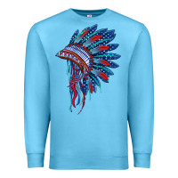 Ocean Blue indian headdress with american flag Premium Sweatshirt - BarkalooDesign
