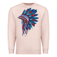 Pale Pink indian headdress with american flag Premium Sweatshirt - BarkalooDesign