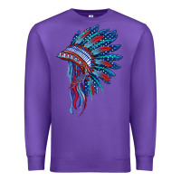 Purple indian headdress with american flag Premium Sweatshirt - BarkalooDesign