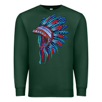 Sports Green indian headdress with american flag Premium Sweatshirt - BarkalooDesign