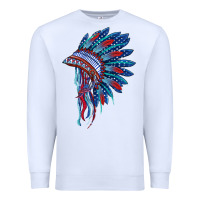 White indian headdress with american flag Premium Sweatshirt - BarkalooDesign