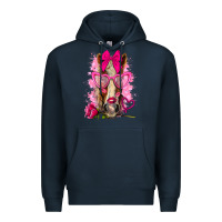 Navy valentines day horse with sunglasses Premium Hoodie - NancyCooperArtShop
