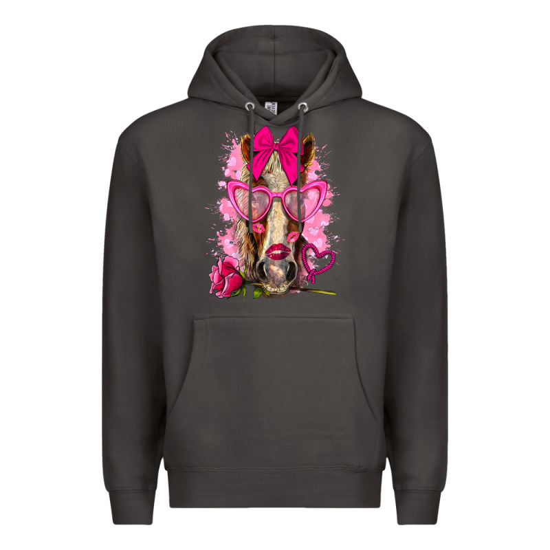Valentines Day Horse With Sunglasses Premium Hoodie by NancyCooperArtShop | Teevron