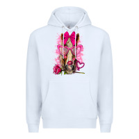 White valentines day horse with sunglasses Premium Hoodie - NancyCooperArtShop