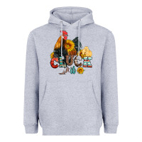 Heather Grey cluck it coop animals hen and chick aztec serape leopard Heavyweight Hoodie - Artiststas