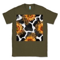 Army Green cowhide leopard sunflower seamless pattern Classic Tee - BundleAndBundleShop