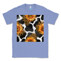 Colony Blue cowhide leopard sunflower seamless pattern Classic Tee - BundleAndBundleShop