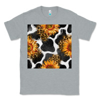 Heather Grey cowhide leopard sunflower seamless pattern Classic Tee - BundleAndBundleShop