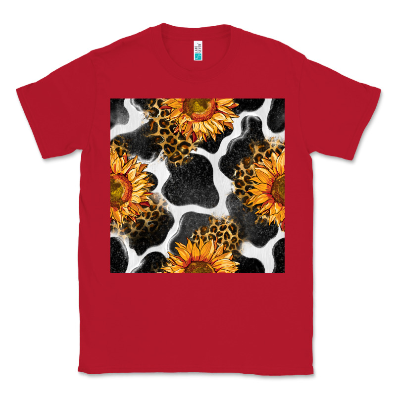 Cowhide Leopard Sunflower Seamless Pattern Classic Tee by BundleAndBundleShop | Teevron