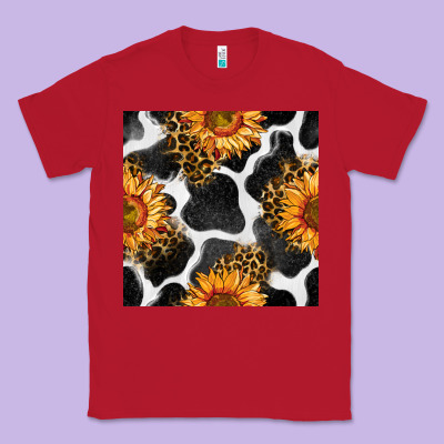 Cowhide Leopard Sunflower Seamless Pattern Classic Tee Designed By Bundleandbundleshop