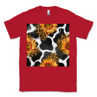 Red cowhide leopard sunflower seamless pattern Classic Tee - BundleAndBundleShop