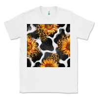 White cowhide leopard sunflower seamless pattern Classic Tee - BundleAndBundleShop