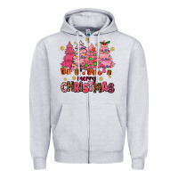 Heather Grey pink christmas trees Zipper Hoodie - AdoDesignShop