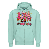 Pink Christmas Trees Zipper Hoodie | Teevron