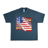 Midnight Navy baseball american flag Urban Heavy Tee - texasbilliewilder