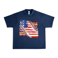 Navy baseball american flag Urban Heavy Tee - texasbilliewilder