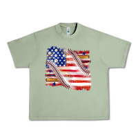 Oil Green baseball american flag Urban Heavy Tee - texasbilliewilder