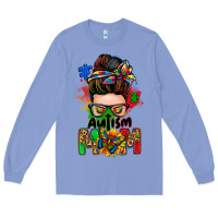 Colony Blue autism mom messy bun Long Sleeve Tee - Zillion Design Studio