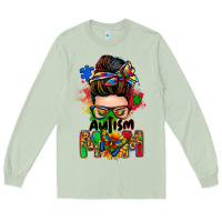Matcha autism mom messy bun Long Sleeve Tee - Zillion Design Studio