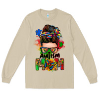 Mushroom autism mom messy bun Long Sleeve Tee - Zillion Design Studio