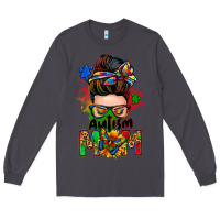 Smoke autism mom messy bun Long Sleeve Tee - Zillion Design Studio