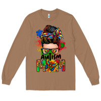 Toasted Coconut autism mom messy bun Long Sleeve Tee - Zillion Design Studio