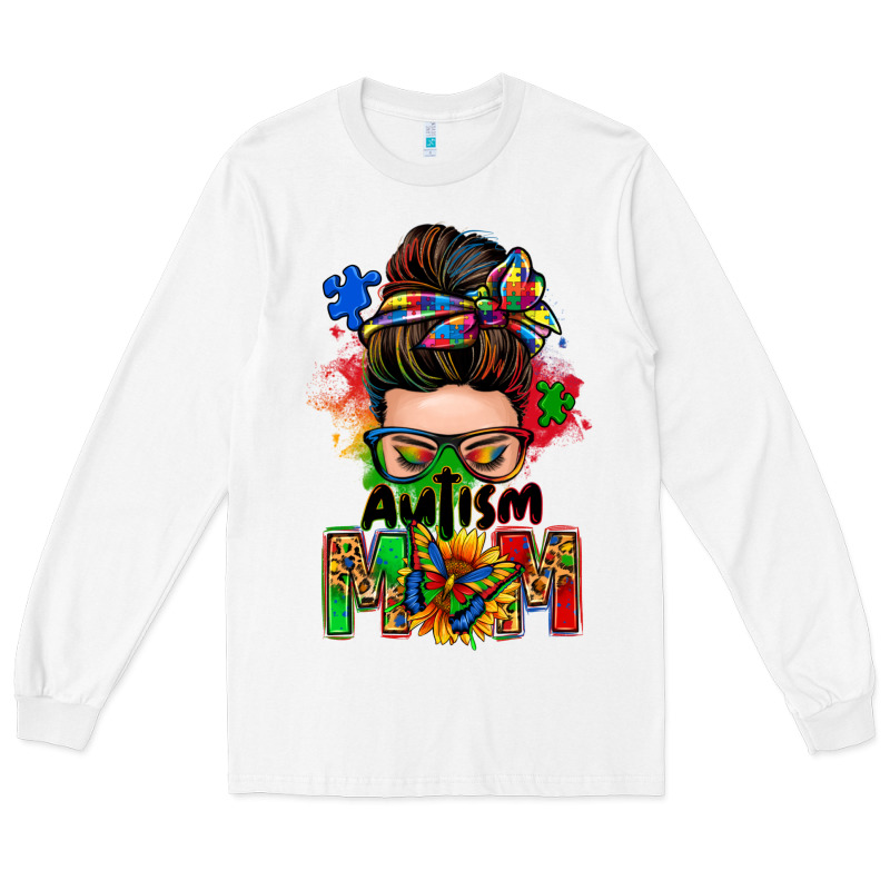 Autism Mom Messy Bun Long Sleeve Tee by Zillion Design Studio | Teevron
