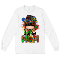 White autism mom messy bun Long Sleeve Tee - Zillion Design Studio